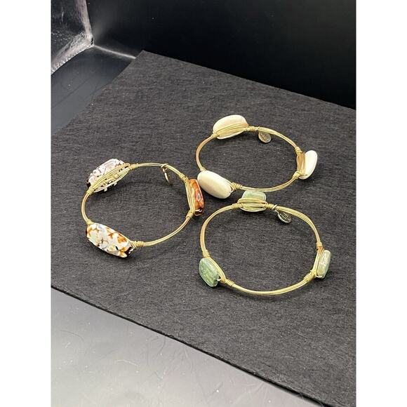 (3) Bourbon And Boweties Gold Tone Bangle Bracelets With Glass Stones SEE PICS - Picture 2 of 12
